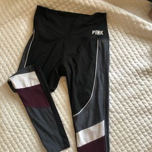 color block leggings maroon pink